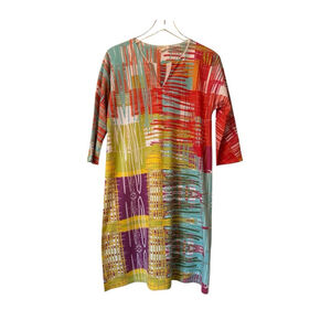 EUC Women's Atelier5 Artistic Multicolor Print Dress Size M